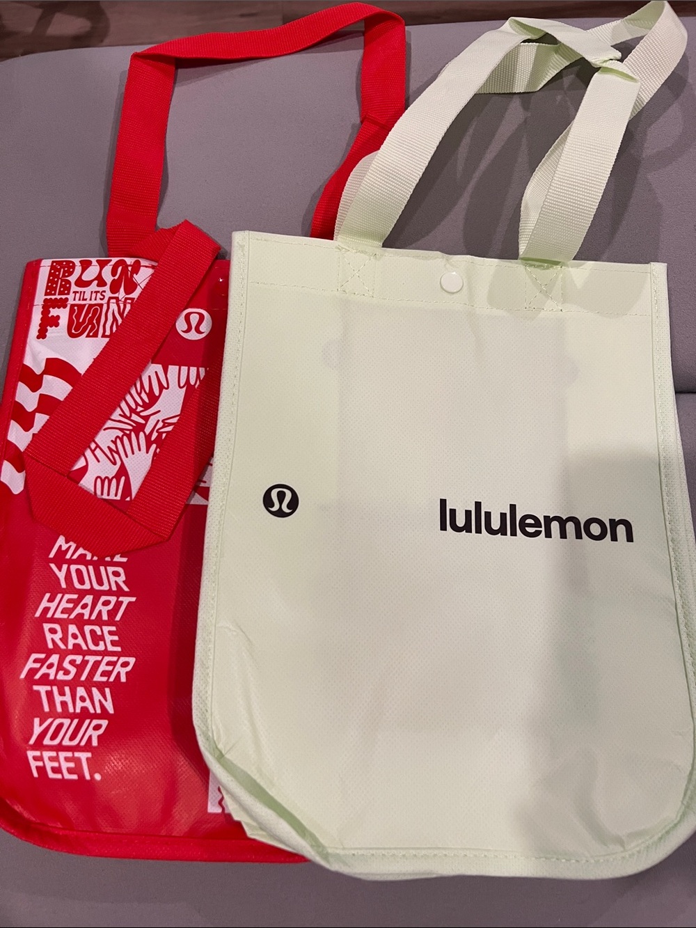 lululemon athletica Women's Light Green Logo Tote Bag - 2 Small sized